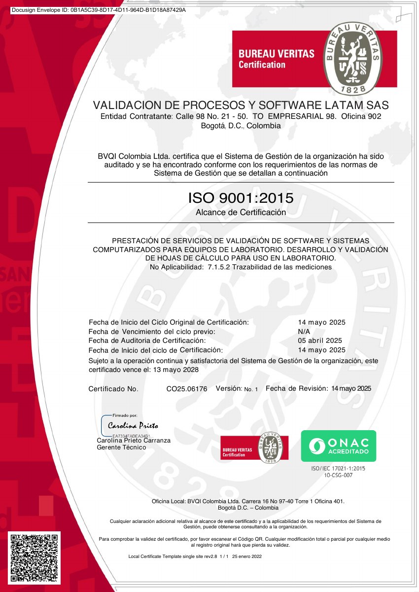 Certificado completo CO25.06176 con las marcas de Bureau Veritas Certification y ONAC